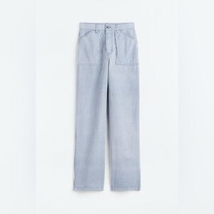 Striped High-Rise Wide-Leg Jeans - Blue